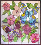 Four stained and leaded glass butterflies