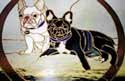 2 dogs stained glass custom window