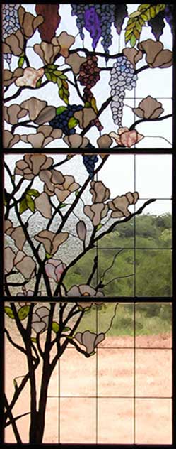 magnolia and wisteria stained glass windows