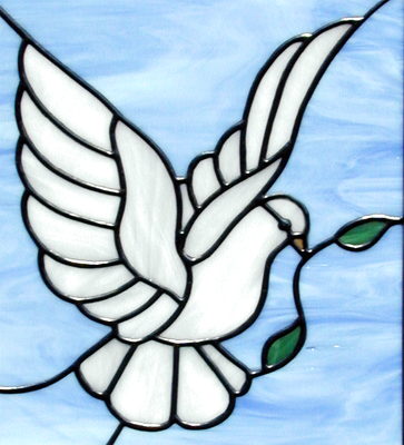 Applique Embroidery. Dove Of Peace With Olive Branch Stitched On